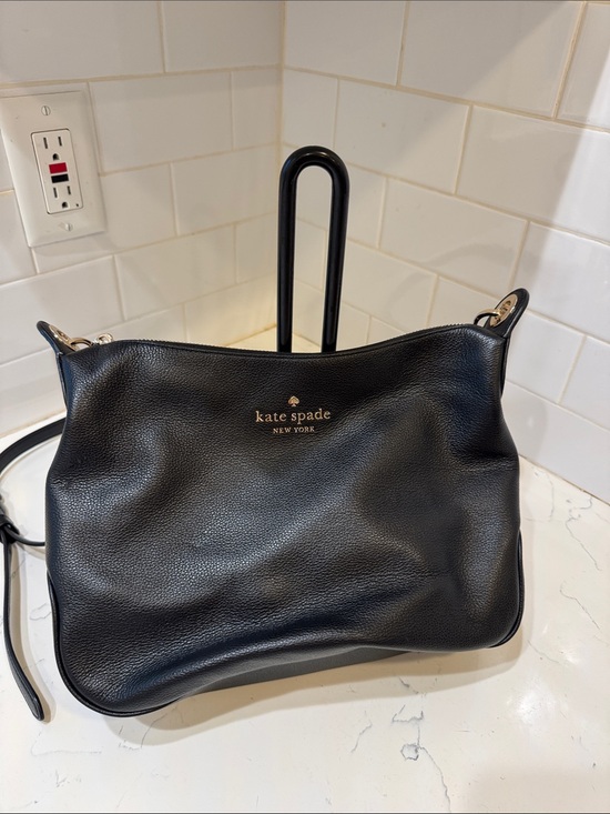 kate spade Handbags - kate spade Black Pebbled Leather Crossbody with Gold Logo